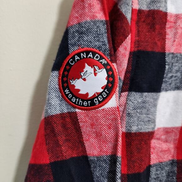 Canada Weather gear NWT button front red black plaid flannel woman's size small - Picture 7 of 8